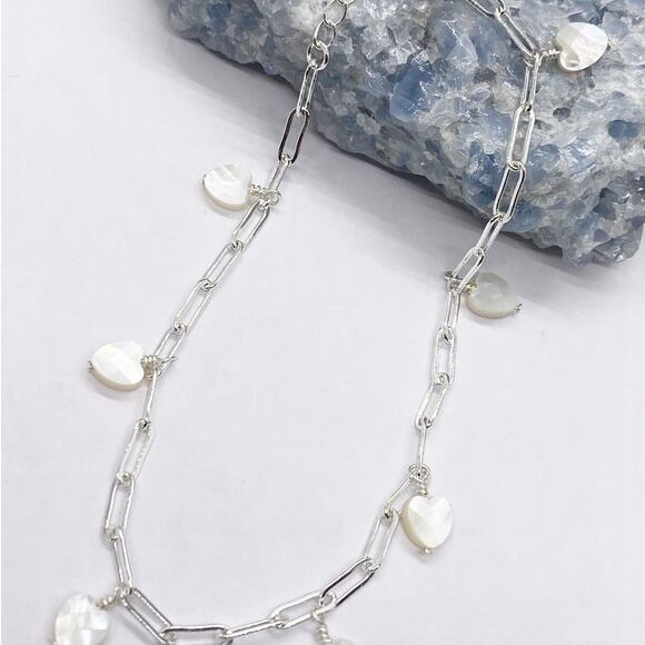 NEW FP x Luna Norte Heart Shaped Mother Of Pearl Anklet - Picture 14 of 14